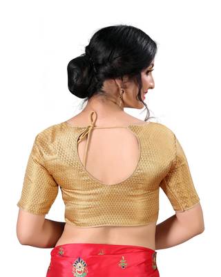 Beige Women's Embroidered santoon Silk Blouse 2