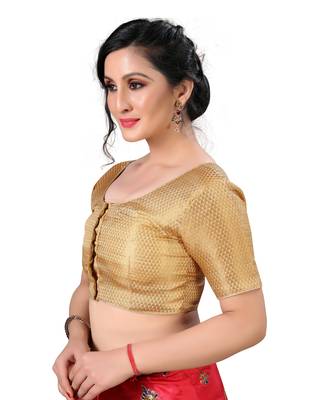 Beige Women's Embroidered santoon Silk Blouse 4