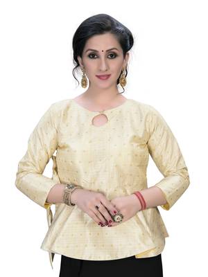 Beige Women'S Embroiderey Jacquard Blouse 1