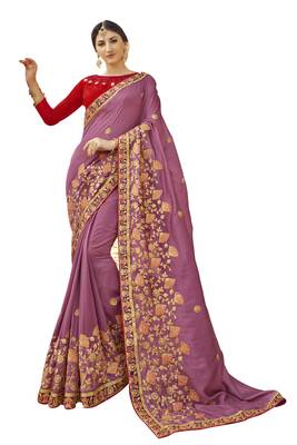 Peach Embroidered Cotton Silk Saree With Blouse 1