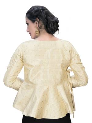 Beige Women'S Embroiderey Jacquard Blouse 2