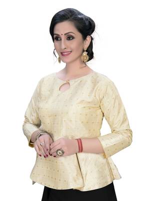 Beige Women'S Embroiderey Jacquard Blouse 4