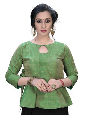 Green Women'S Embroiderey Jacquard Blouse 1