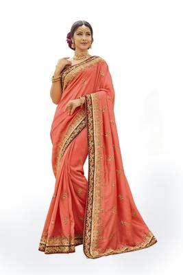 Pink Embroidered Cotton Silk Saree With Blouse 1