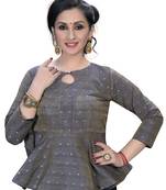 Grey  Women'S Embroiderey Jacquard Blouse