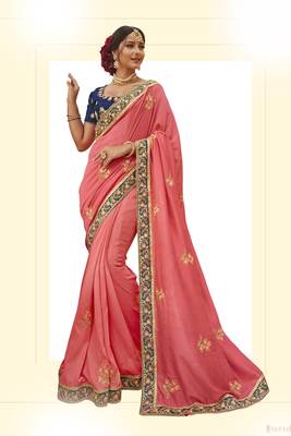 Pink Embroidered Cotton Silk Saree With Blouse 1