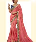 Pink Embroidered Cotton Silk Saree With Blouse
