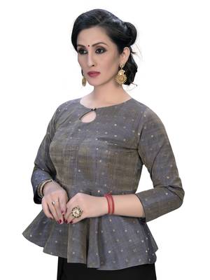 Grey  Women'S Embroiderey Jacquard Blouse 4