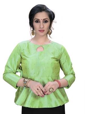 Green Women'S Embroiderey Jacquard Blouse 1