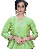 Green Women'S Embroiderey Jacquard Blouse