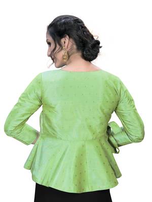 Green Women'S Embroiderey Jacquard Blouse 2