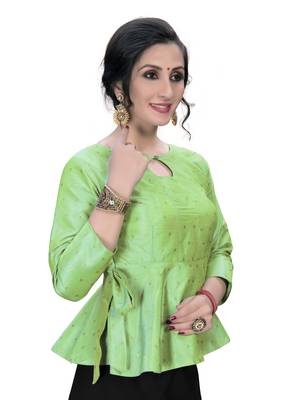 Green Women'S Embroiderey Jacquard Blouse 3