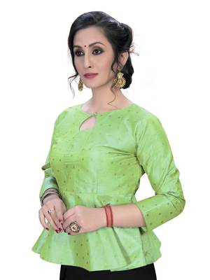 Green Women'S Embroiderey Jacquard Blouse 4