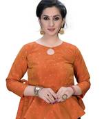 Orange Women'S Embroiderey  Jacquard Blouse