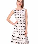 White printed cotton short-dresses