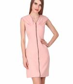 Pink solid cotton short-dresses