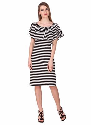 Black striped georgette short-dresses 1