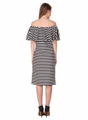 Black striped georgette short-dresses 2