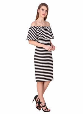 Black striped georgette short-dresses 5