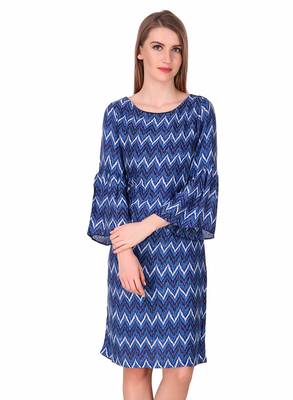 Blue printed viscose rayon short-dresses 1