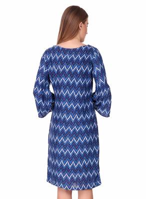 Blue printed viscose rayon short-dresses 2