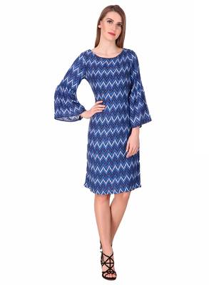 Blue printed viscose rayon short-dresses 3