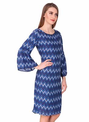 Blue printed viscose rayon short-dresses 5