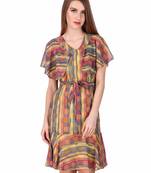 Multicolor printed georgette short-dresses