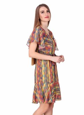 Multicolor printed georgette short-dresses 5