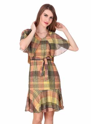 Multicolor printed georgette short-dresses 1