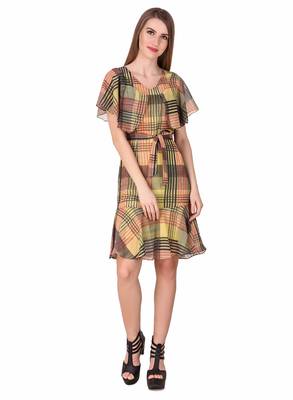 Multicolor printed georgette short-dresses 3
