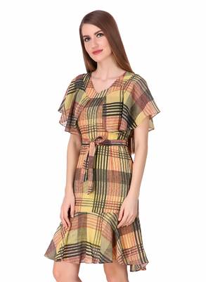 Multicolor printed georgette short-dresses 4
