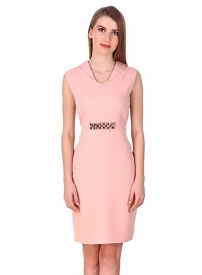 Beige solid cotton short-dresses 1