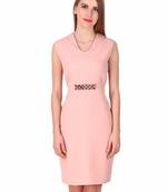 Beige solid cotton short-dresses