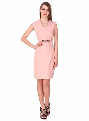 Beige solid cotton short-dresses 3
