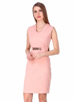 Beige solid cotton short-dresses 4