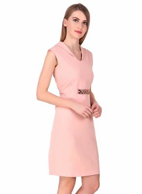Beige solid cotton short-dresses 5