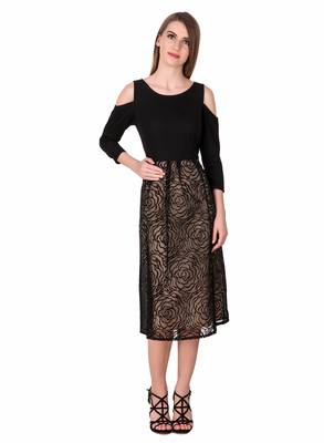Black self design cotton short-dresses 1