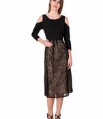 Black self design cotton short-dresses