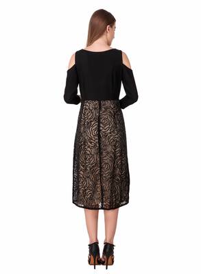 Black self design cotton short-dresses 2