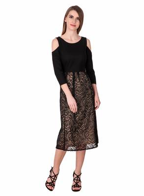 Black self design cotton short-dresses 3