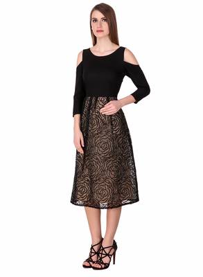 Black self design cotton short-dresses 4