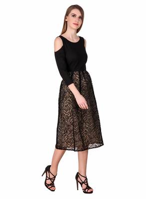 Black self design cotton short-dresses 5