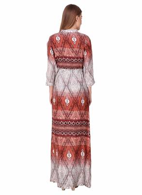 Brown printed viscose rayon maxi-dresses 2