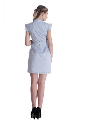 Blue striped cotton short-dresses 2