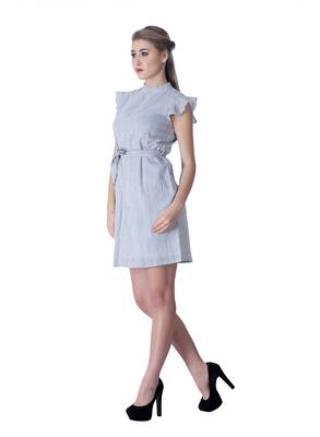 Blue striped cotton short-dresses 3