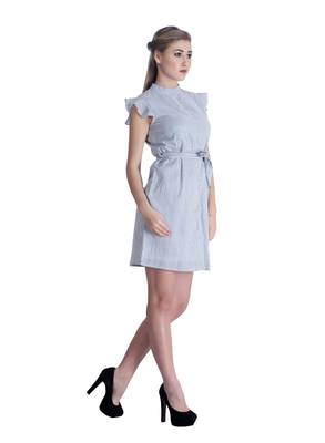 Blue striped cotton short-dresses 4