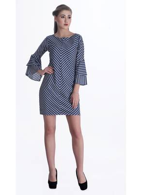 Blue striped cotton short-dresses 1