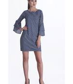 Blue striped cotton short-dresses