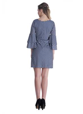 Blue striped cotton short-dresses 2